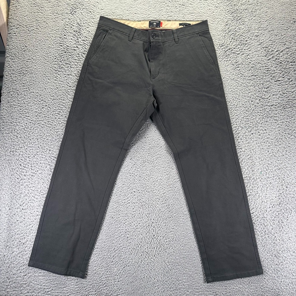Dockers Smart 360 Flex Pant Men's 36x30 Black Cotton Khakis Straight Leg Stretch